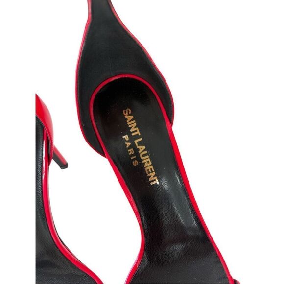 NWT Saint Laurent Patent Leather Peep Toe Strappy Heels Hot Pink Women's Size 36 - Picture 4 of 9